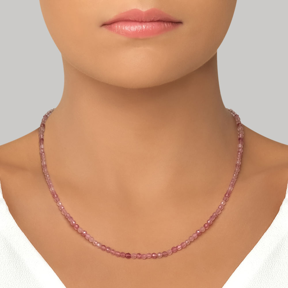 Colar Life Shambala em Prata 925 com Jade Rosa, 50cm
